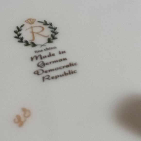 Reichenbach Bone China Bowl Footed 11" White Floral Gold Trim Germany GDR VTG - Picture 9 of 9